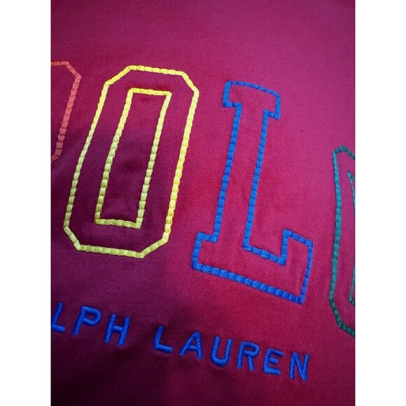 Polo Ralph Lauren Shirt 2XB Red Long Sleeve Rainbow Spell Out Men Pride Crewneck - Picture 9 of 9